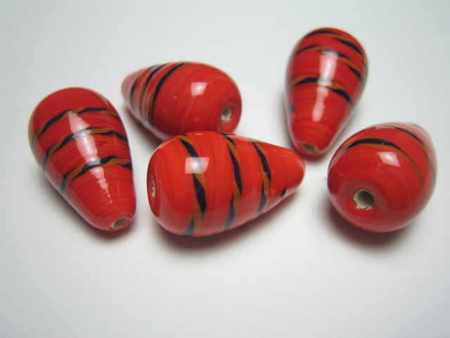 ◎●グラスビーズ トンボ玉 赤色 5個セット      とんぼ玉   NO.8  ガラスビーズ拍卖