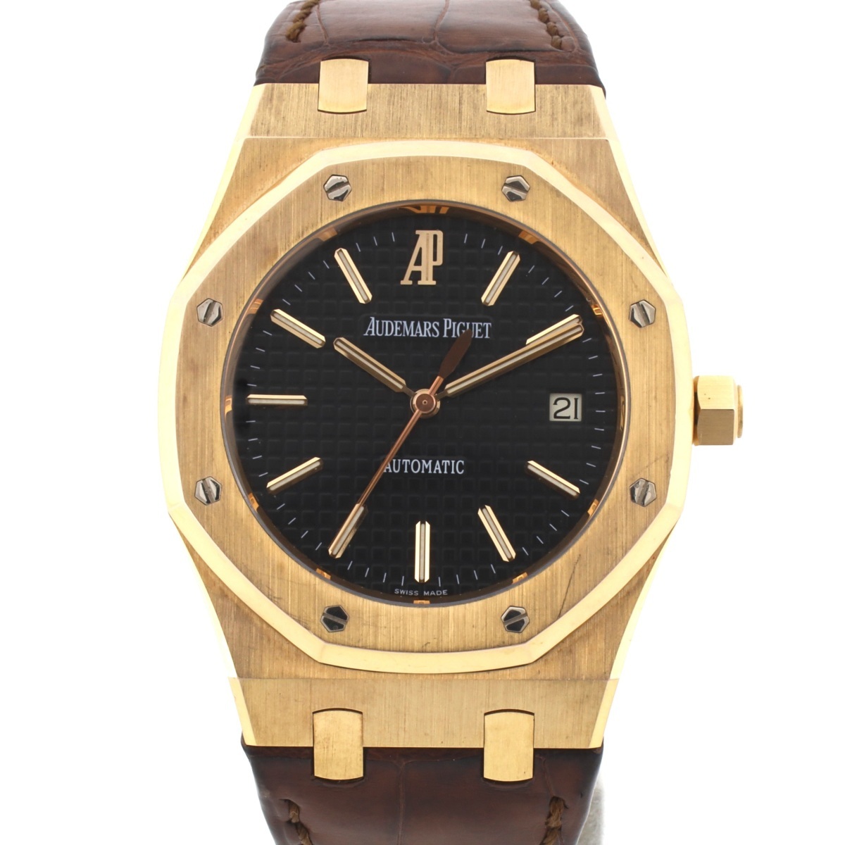 【1年間保証・OH済】AUDEMARS PIGUET オーデマ・ピゲ ロイヤルオーク 15300OR.OO.D088CR.01 K18PG×レザー ブラック×ゴールド 自動巻 時計拍卖