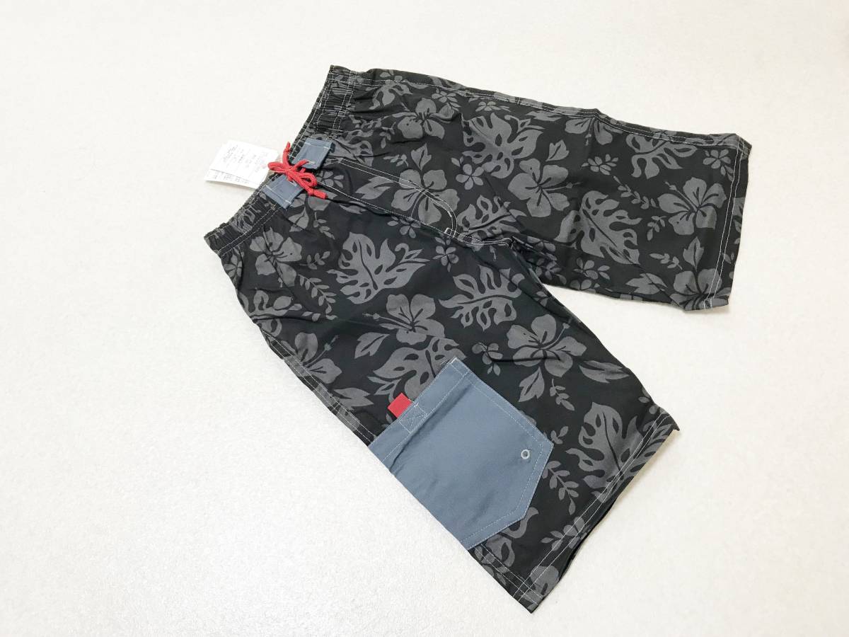 ●男の子水着 140●NECESSARY KIDS/キッズ子供水着・ハイビスカス柄・メッシュインナーパンツ付き海パン拍卖