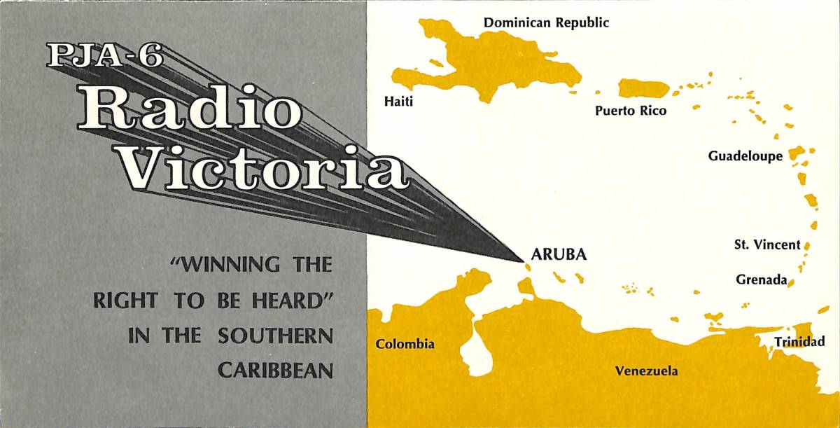 BCL★難局★入手困難★希少ベリレター★PJA-6★ラジオ・ビクトリア★RADIO VICTORIA★南カリブ海★アンティル諸島1★972年拍卖