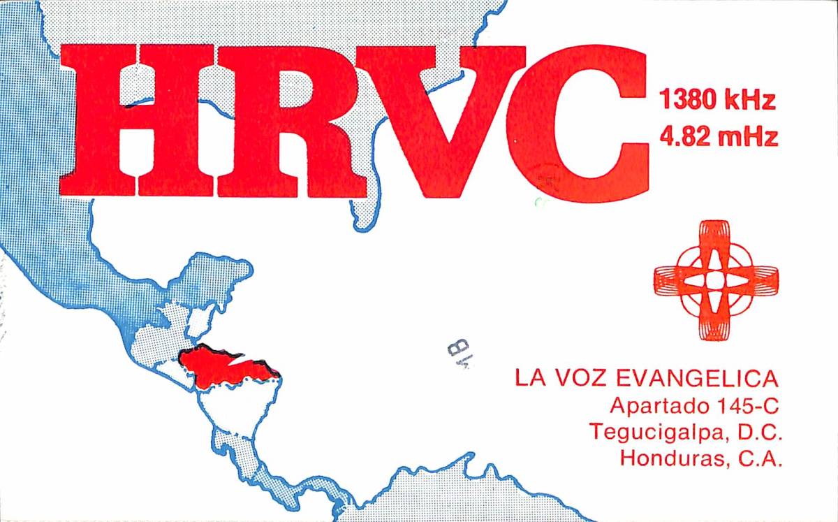BCL★珍局★入手困難★希少ベリカード★HRVC★エバンゲリカの声★LA VOZ EVANGELICA★中米★ホンジュラス★1978年拍卖
