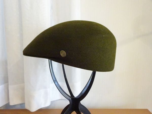 (CUERRA 1855) レディース・メンズ ハンチング カーキ色 サイズ57cm キャップ 帽子 ウール イタリア製拍卖