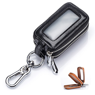 キー カバー スマートキーケース 2個収納 ダブルファスナー クリア窓付き 耐衝撃 全面保護 汚れ/傷防止 男女適用 ブラック拍卖