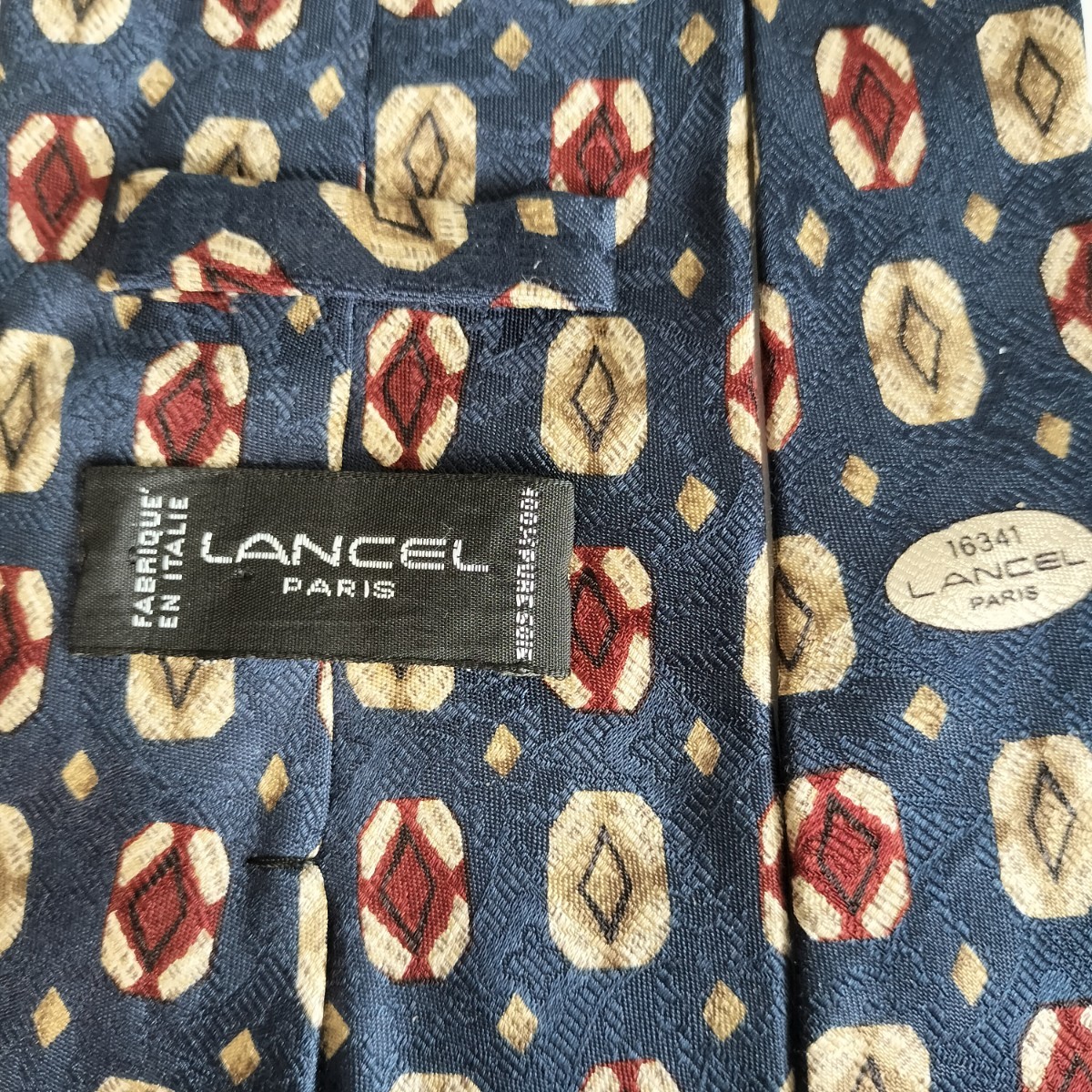 LANCEL(ランセル )紺四角菱形ネクタイ拍卖