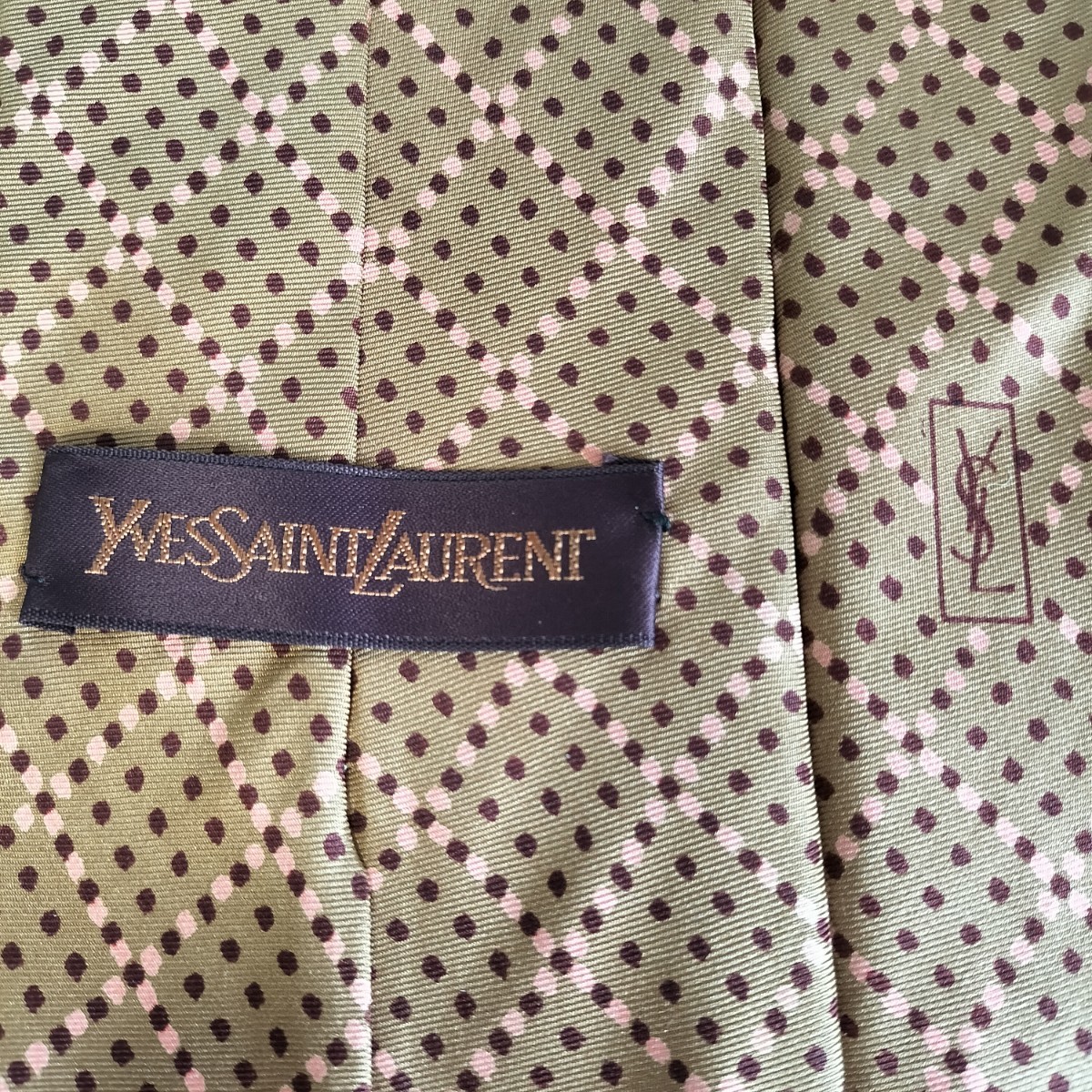 イヴサンローラン(YVES SAINT LAURENT)ブラウンダイヤチェックネクタイ拍卖