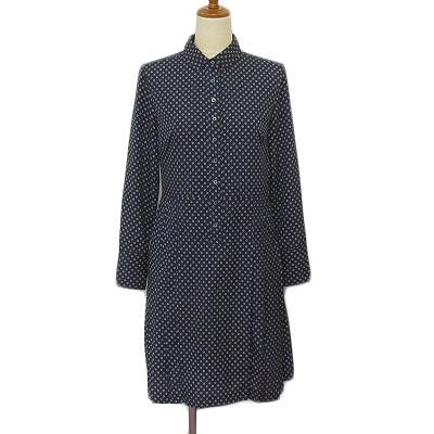 バナナリパブリック BANANA REPUBLIC シャツワンピース 小花柄 長袖 0 紺 ネイビー レディース拍卖