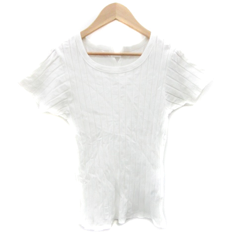 スローブ イエナ SLOBE IENA リブニット カットソー 半袖 ラウンドネック ホワイト 白 /YM5 レディース拍卖