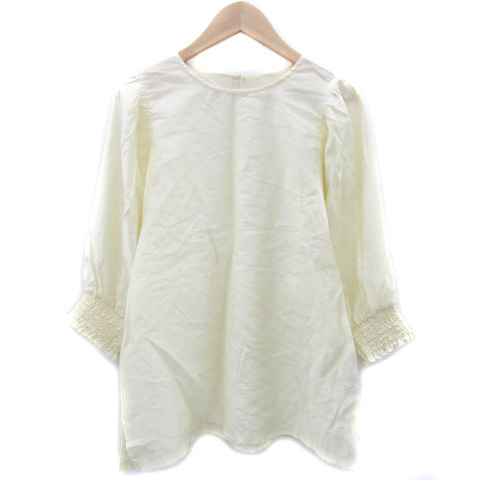 アー・ヴェ・ヴェ ミッシェルクラン a.v.v ブラウス カットソー 七分袖 クルーネック M アイボリー /YM1 レディース拍卖