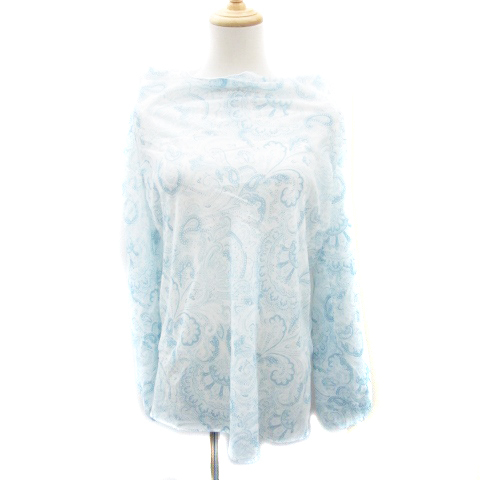 ボナジョルナータ BUONA GIORNATA ブラウス カットソー 長袖 ドレープネック バックシャン ペイズリー柄 M ライトブルー 水色 レディース拍卖
