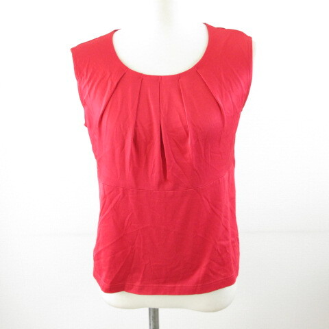 ラピーヌブランシュ LAPINE BLANCHE カットソー ノースリーブ 赤 M *T691 レディース拍卖