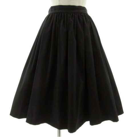 アーバンリサーチ ドアーズ URBAN RESEARCH DOORS スカート フレア ギャザー ミディ丈 ウエストゴム コットン 日本製 ブラック 黒 F拍卖
