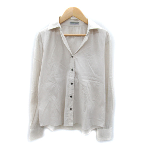 アンクライン ANNE KLEIN シャツ ブラウス 長袖 スキッパーカラー 無地 7 ライトベージュ /SY13 レディース拍卖