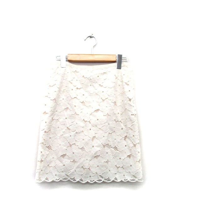 ルーニィ LOUNIE 総レース タイト スカート ミニ シンプル 38 アイボリー 白 /KT12 レディース拍卖