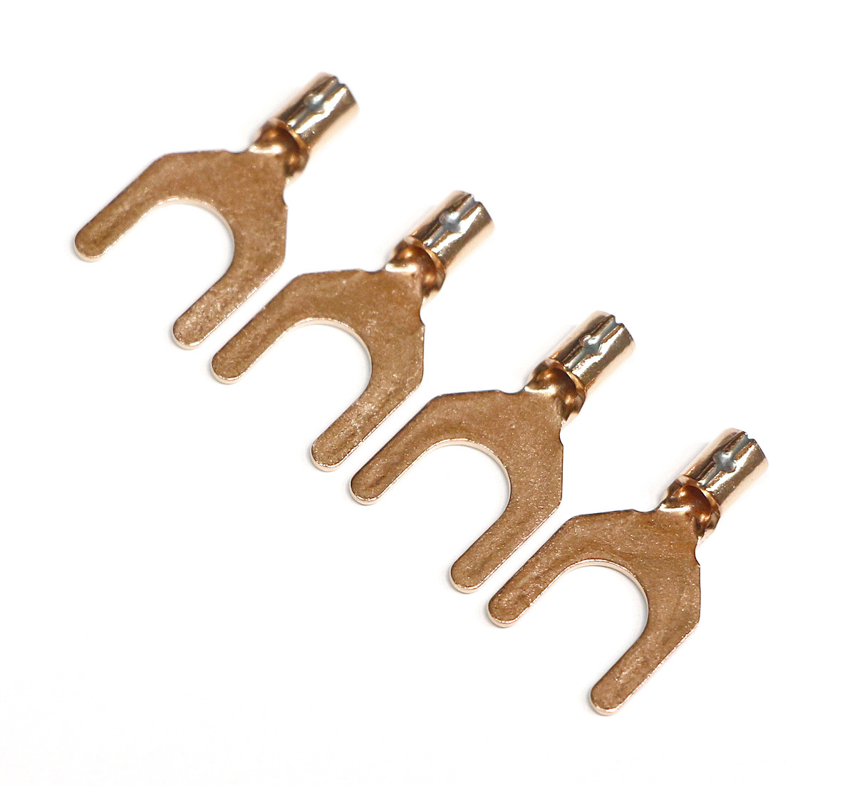 ネコポス無料!非メッキ アース端子 OFC 高純度無酸素銅 Y端子 ポスト径~5mm Yラグ 圧着端子 日本製 1.25Y-5 4個set拍卖