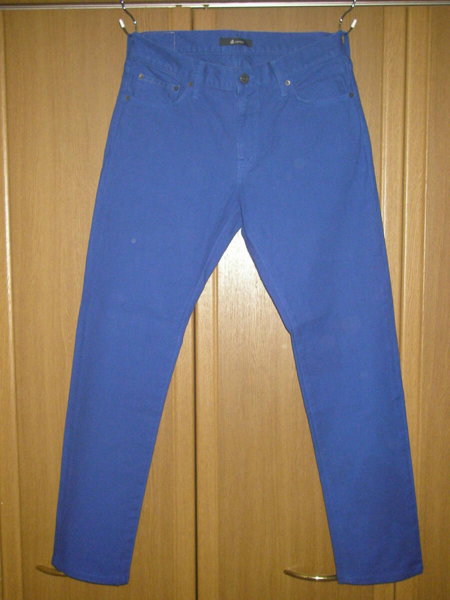 MADE IN JAPAN JOHNBULL ジョンブル 青 ブルー パンツ ジーンズ ストレッチ キャンバス ダック カラーパンツ L 日本製拍卖