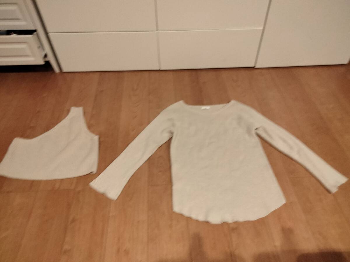 ローリーズファーム LOWRYS FARM ビスチェ重ね着 3WAY リブ ニット カットソー セット F 単品使いも!拍卖