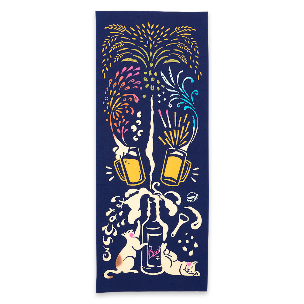 日本手ぬぐい はなびいる kenema 和柄 おしゃれ 海 夏 水面 花火 夏の風物詩 注染 手拭い 特岡拍卖