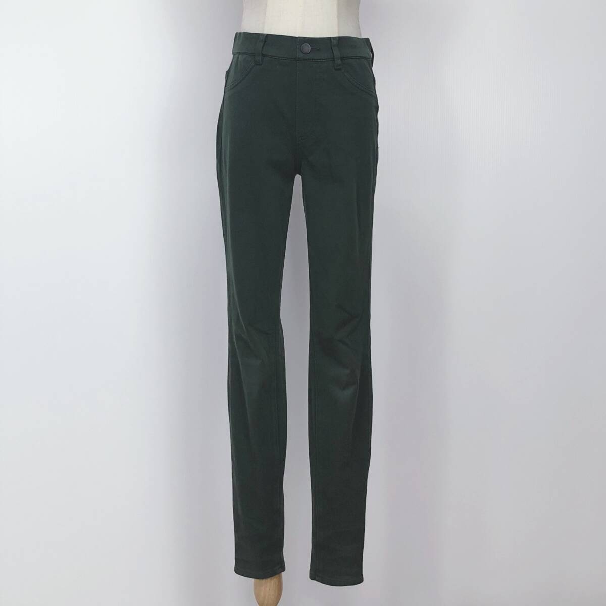 Y0984 UNIQLO レディース ボトムス ロング丈薄手伸縮性 ウエストゴム Sサイズ グリーン 緑 綿素材含 カジュアル フェミニン シンプル 春秋拍卖