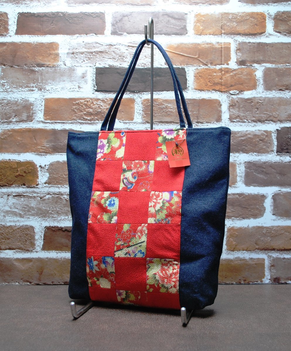 ■ 1000円 ~ ★ 落ち着いた和調柄がファッションに!和風トートバッグ ( ちりめん )拍卖