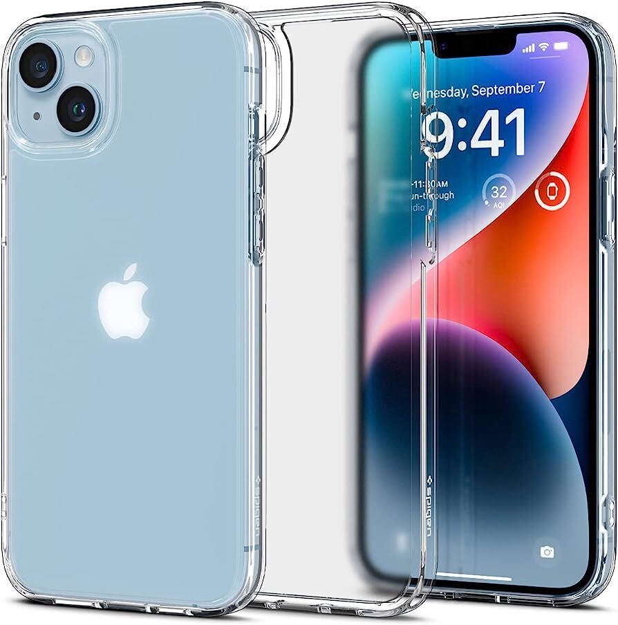 c-896 Spigen iPhone14Plus ケース クリア 半透明 マット感 衝撃吸収 耐衝撃 ストラップホール付き 指紋防止 黄変なし 画面保護拍卖