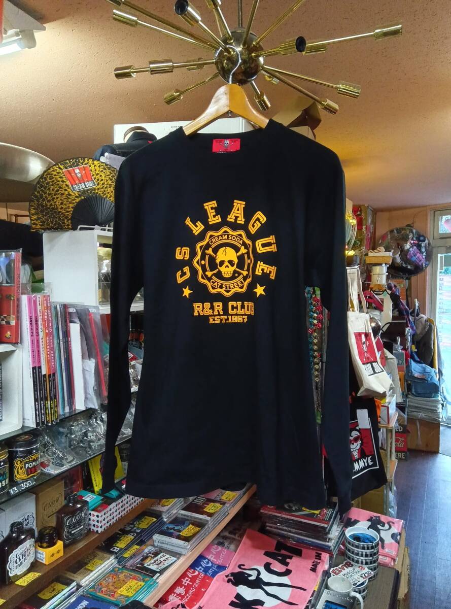 SサイズクリームソーダLEAGUEロングTシャツ!検索用CREAM SODAロンt長袖Tシャツピンクドラゴンブラックキャッツビスキャツ昭和レトロ 拍卖