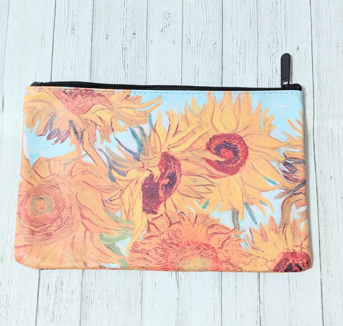 新品 名画 ゴッホ ひまわり コスメポーチ メイクポーチ ペンケース 小物収納 化粧ポーチ ポーチ 男女兼用 大きめ お薬手帳入れ拍卖