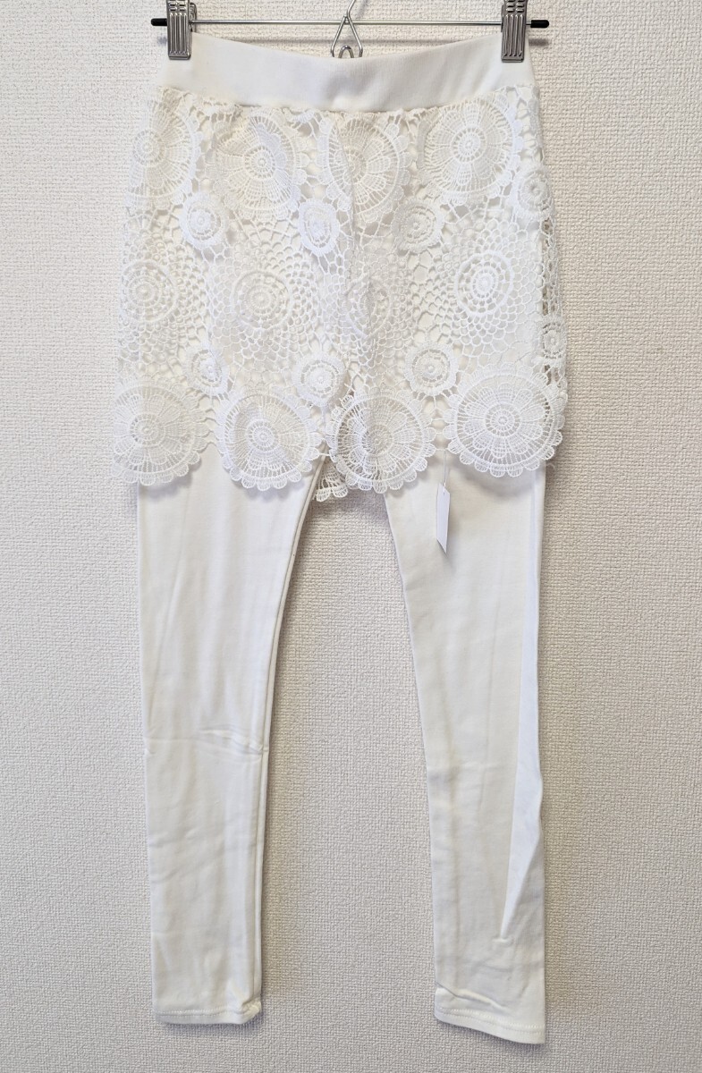 新品 レディース スカートつきレギンス スパッツ 裏起毛 白 ホワイト レギンス拍卖