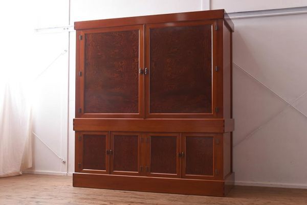 R-041670 在庫未使用品 IDC大塚家具 松創 匠 総欅(ケヤキ)無垢材 漆塗り 道具タンス(収納棚、キャビネット)(定価約594万円)拍卖