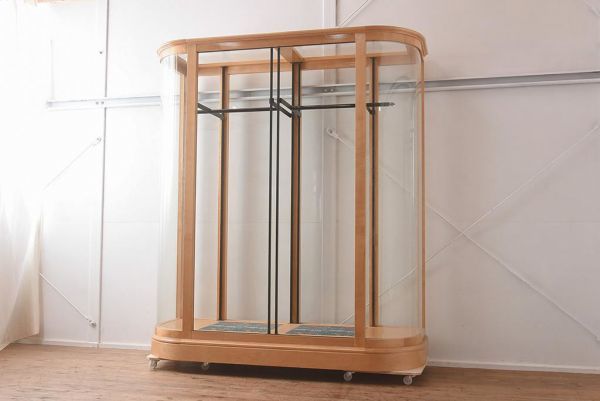 R-042150 中古品 カバ材 特大サイズ 吊りタイプ アクセントがおしゃれな日本製のガラスケース(ショーケース、陳列棚)(R-042150)拍卖