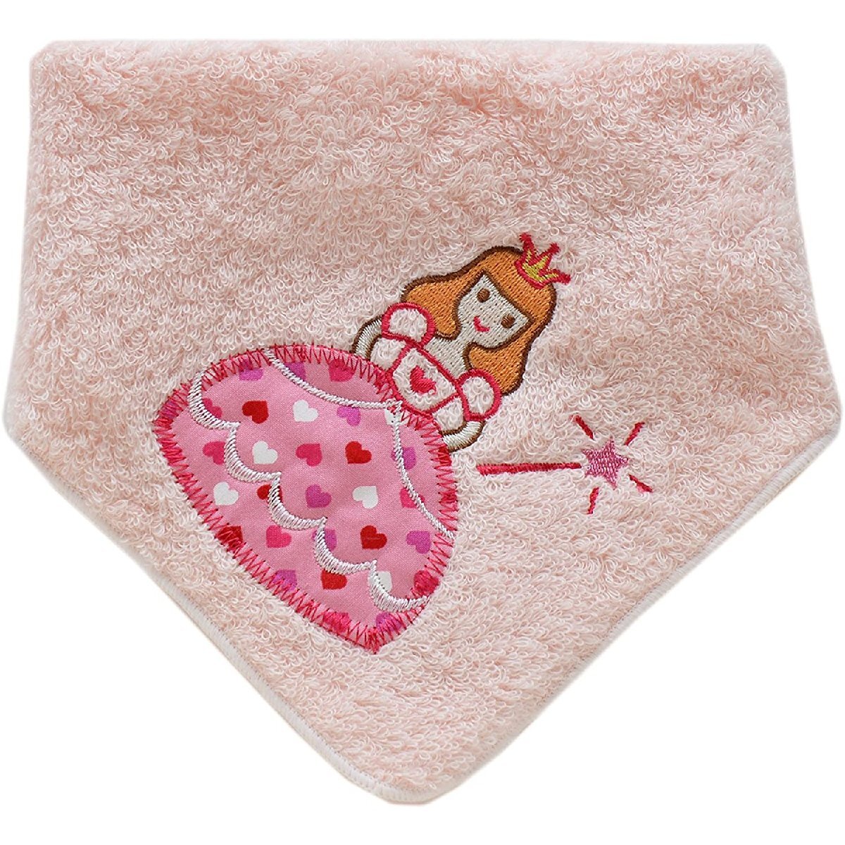 ふわふわ感と肌触りの 今治タオル よだれかけ 2way ハンカチ スタイ 24×24cm お姫さま オレンジ 楽しく元気が出るポップな色使い拍卖