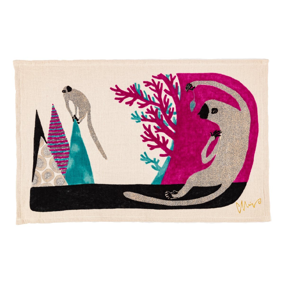 morita MiW 今治タオル ティータオル 45×70cm 好奇心 サル ピンク ランチョンマット コットン100% ガーゼパイル ふんわり拍卖