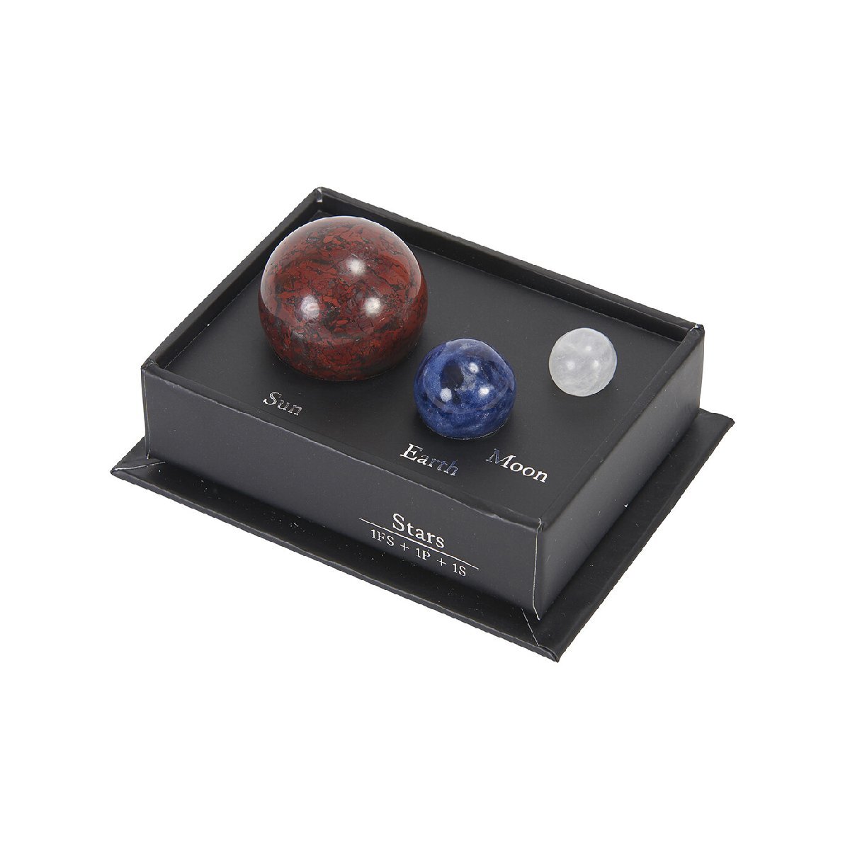 宇宙に思いを馳せるインテリアオブジェ 太陽 地球 月 ジェムストーンで表現 7.5×5.8×高さ5cm拍卖