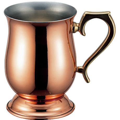 冷たい飲み物を入れた瞬間から冷える 純銅 ジョッキ 340ml 小 丸みが可愛らしいデザイン マグ 指先や唇から伝わる清涼感 銅の高い抗菌力拍卖