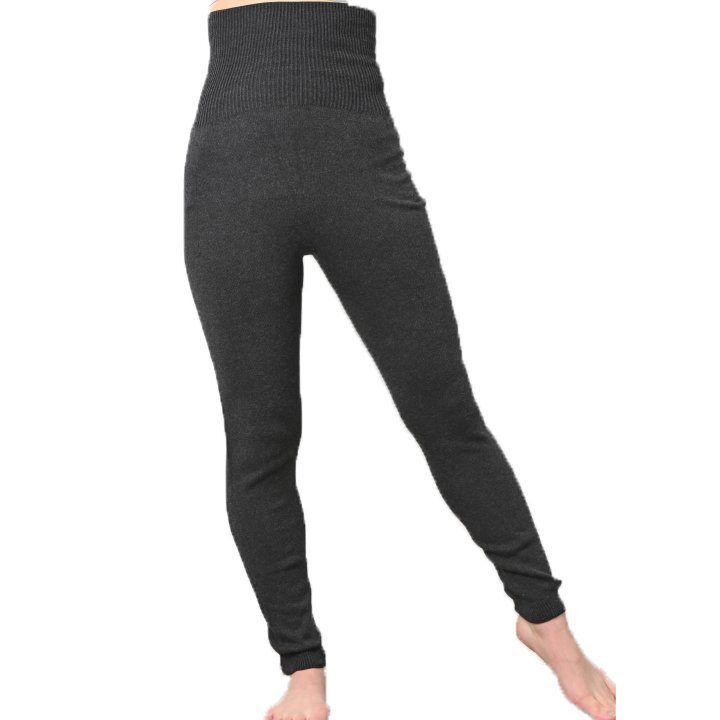 おしゃれに重ね着できる 無縫製 オーガニックコットン 9分丈 レギンスパンツ チャコールグレー M~Lフリーサイズ ヒップ82~100cm拍卖