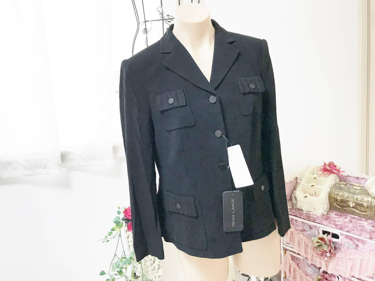 レディス40サイズ:レナランゲ【RENA LANGE】サン・フレール◆上質ジャケット:ブラック拍卖