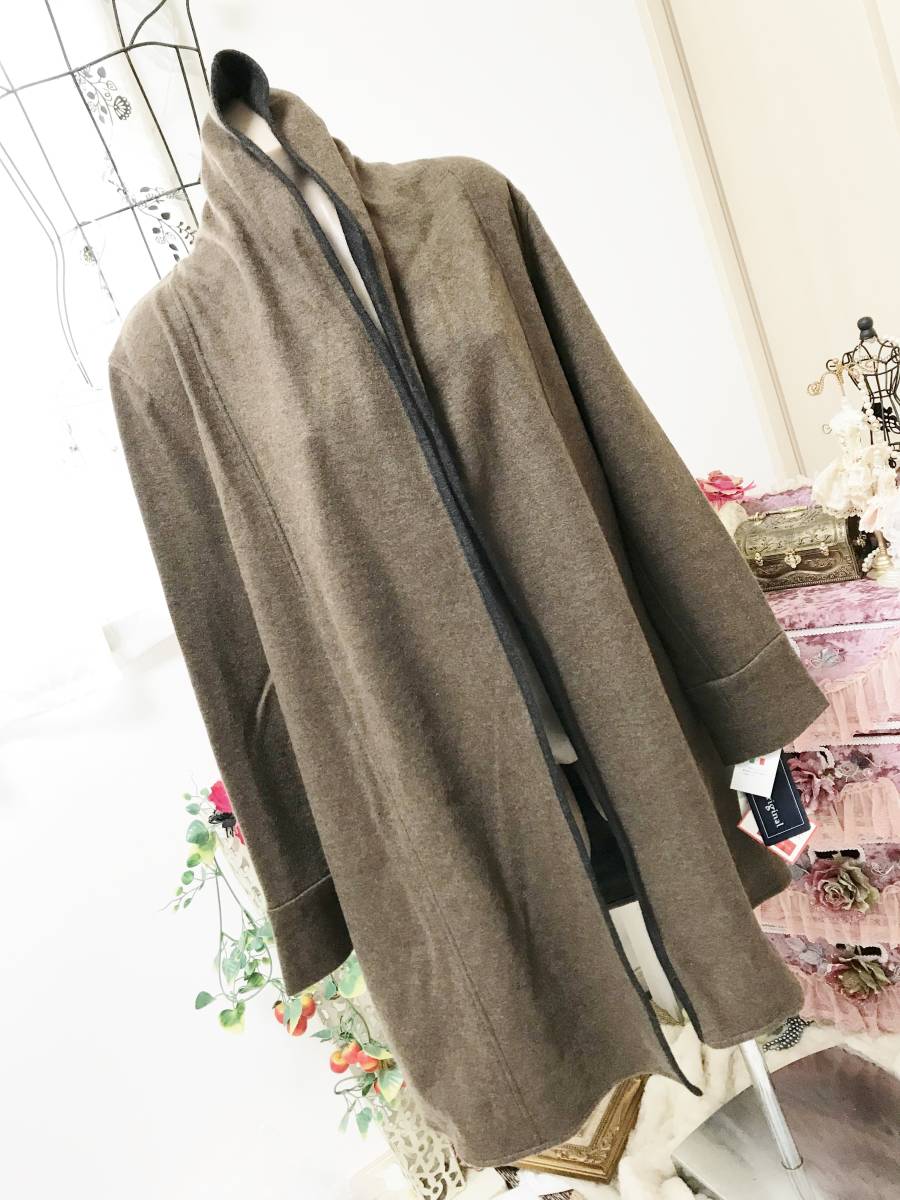 レディスFサイズ/90cm:PIACENZA ピアチェンツァ◆日本製・やわらか手触りカシミヤ・リバーシブルコート・ロングカーディガン 定価25万円拍卖