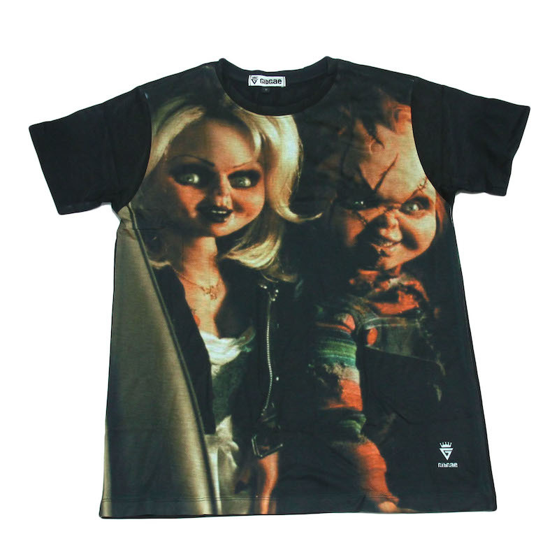 チャッキー チャイルドプレイ ホラー映画 ティファニー カワイイ ストリート デザインTシャツ おもしろTシャツ メンズ 半袖★tsr0050-blk-l拍卖
