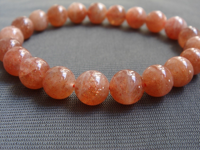 ★★風水開運,天然サンストーン太陽石ブレスレット9mm☆M1拍卖
