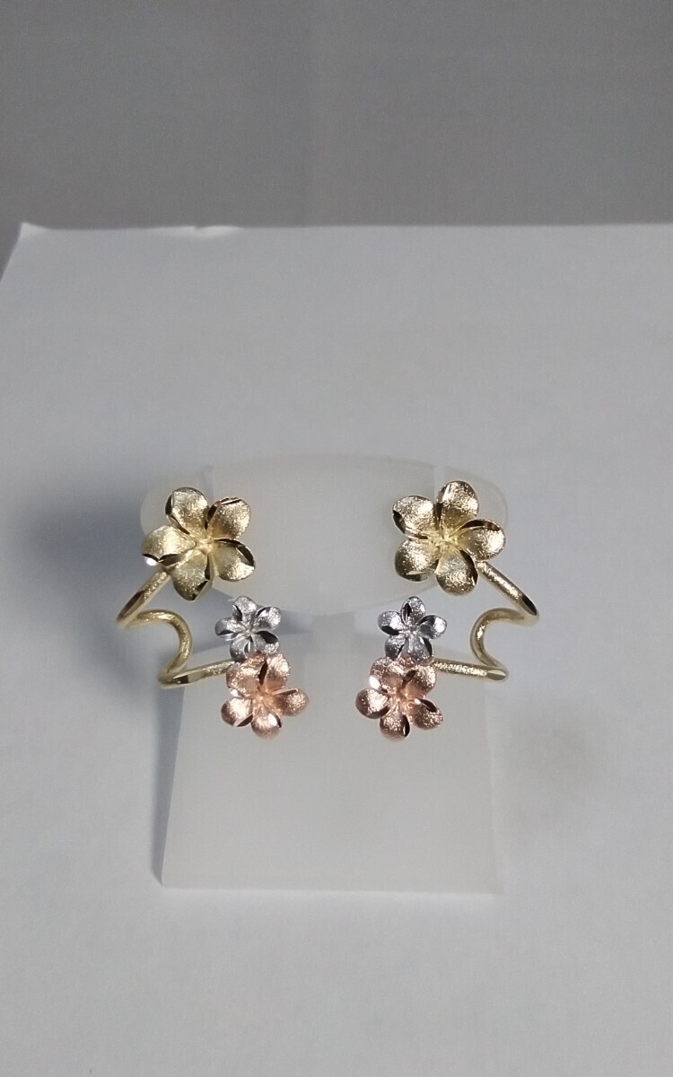 K14(YG/PG/WG)3カラーデザインピアス!拍卖