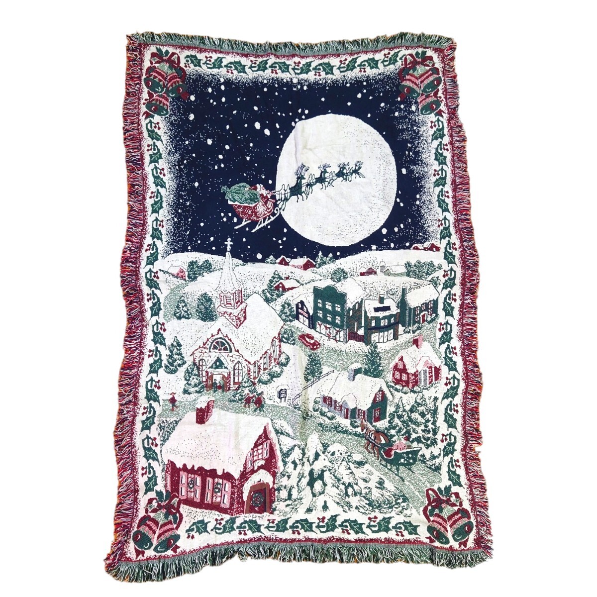 vintageラグ カーペット マルチカバー、クリスマス、月、サンタ、街 452拍卖