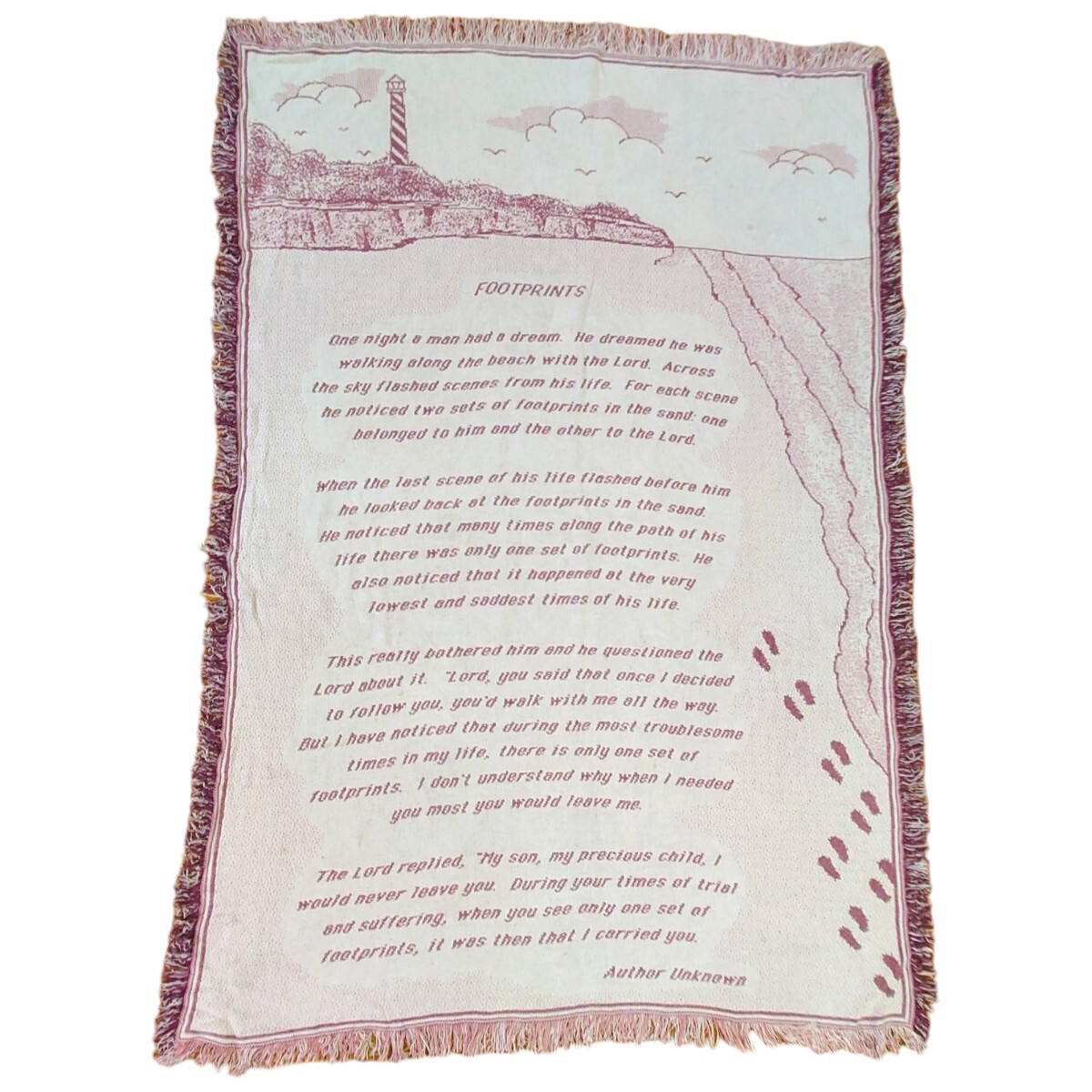 vintage ラグ カーペット、マルチカバー メッセージ 足跡 砂浜 510拍卖