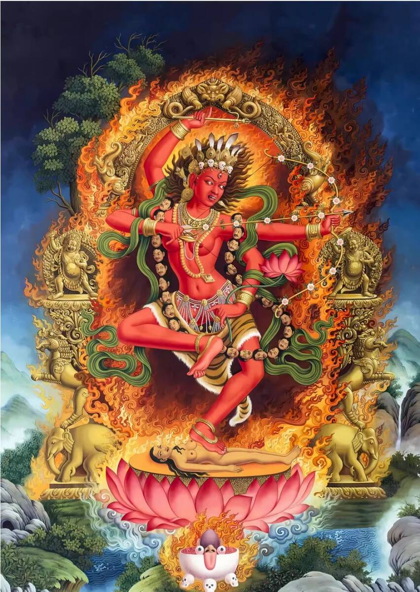 チベット仏教 仏画 A3サイズ: 297×420mm 曼荼羅 空行母拍卖