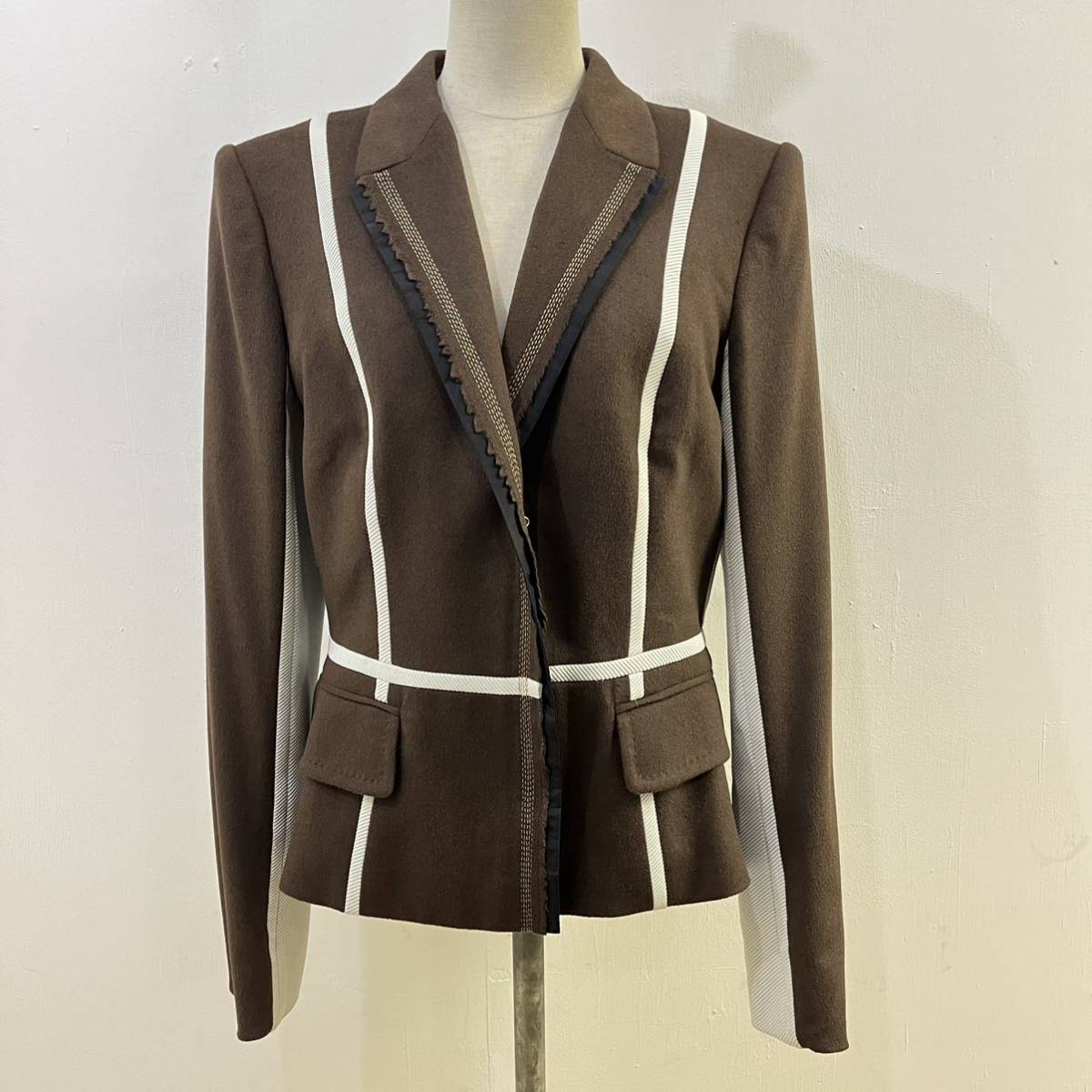 GIANFRANCO FERRE イタリア製 極上素材 アンゴラジャケット ジップアップ ジャケット 絹 ジャンフランコフェレ【送料一律/同梱可能】K拍卖