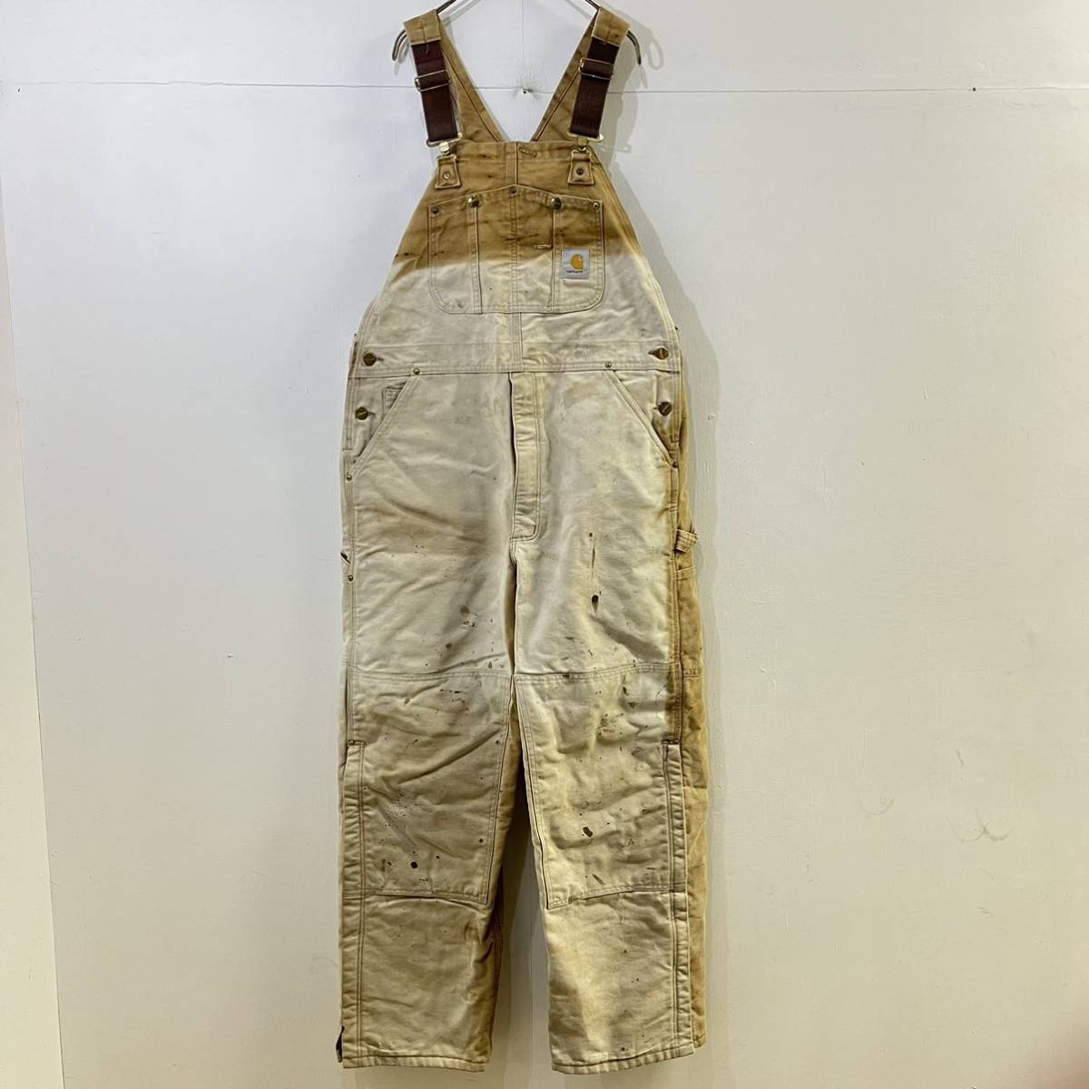 VINTAGE Carhartt USA製 アメリカ製 オーバーオール ダック生地 ダブルニー 中綿入り 作業着 サロペット カーハート【送料一律/同梱可能】K拍卖