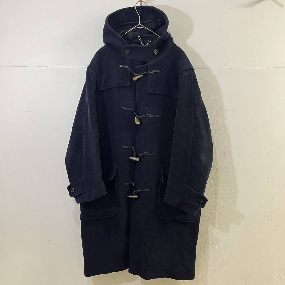 VINTAGE Royal Burlington 英国製 イギリス製 ダッフルコート ロングコート ウールコート フード ネイビー 上質【送料一律/同梱可能】L拍卖