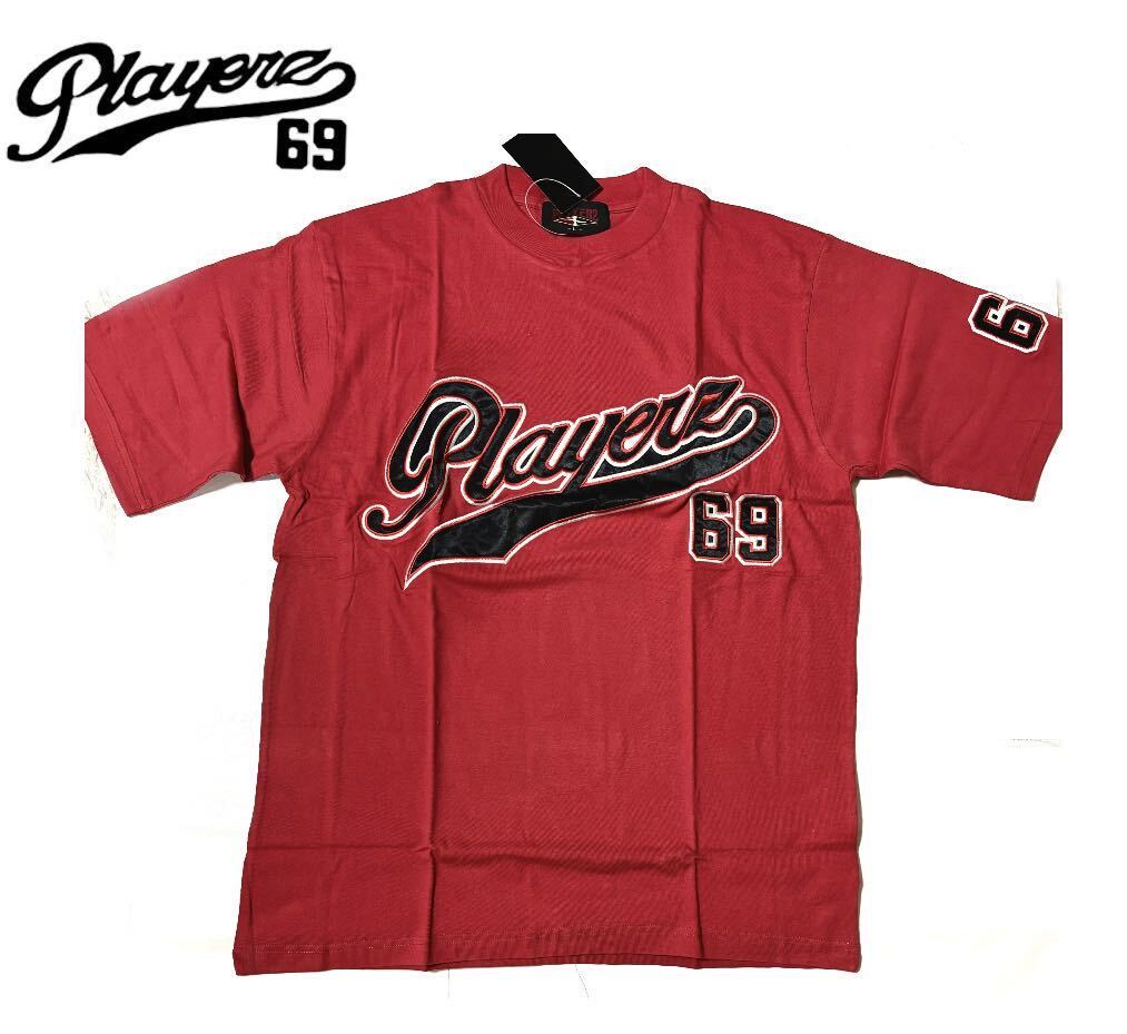 ■新品■プレイヤーズ69/players69■半袖 Tシャツ 、レッド、 Lサイズ(大きめ)■コットン100%拍卖