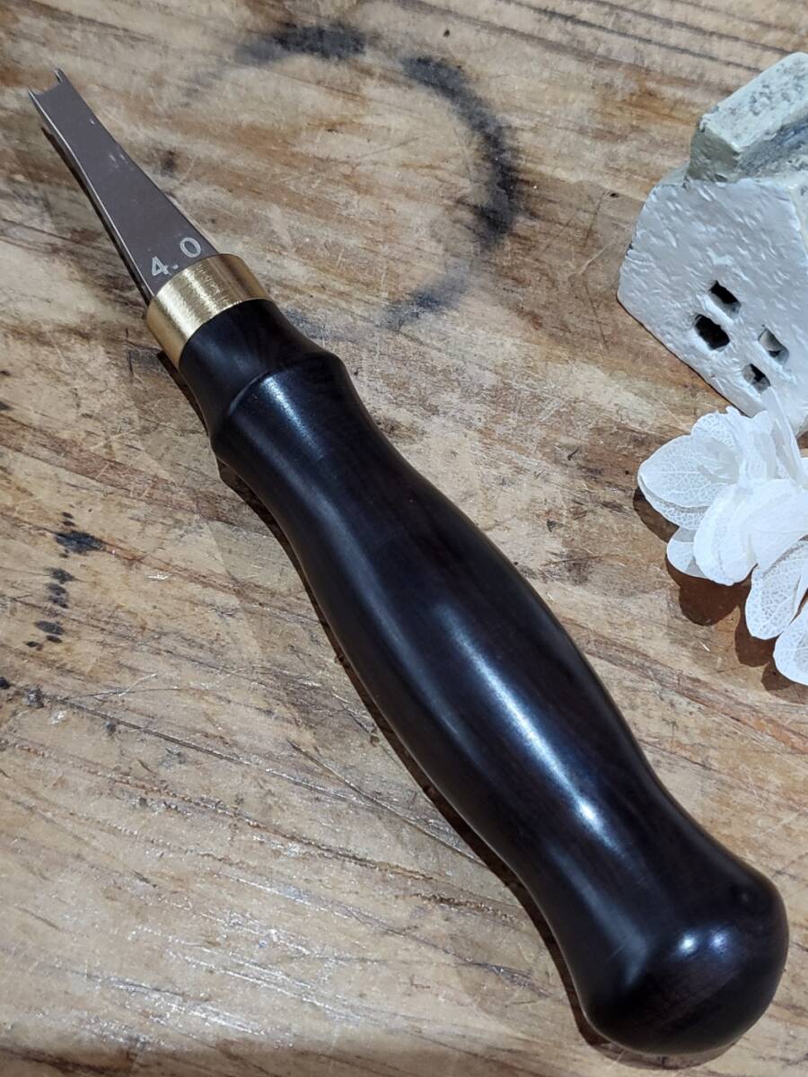 レザークラフト 黒檀 溝念(念幅4.0㎜)拍卖