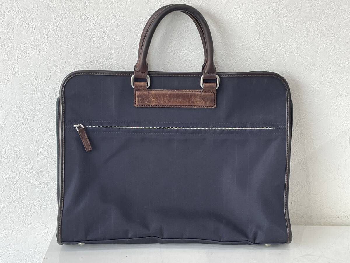 ★【メンズ ビジネスバッグ ショルダー ハンドバッグ】Paul Smith ポールスミス ナイロン レザー 2WAY ブリーフケース★濃紺 ネイビー系拍卖