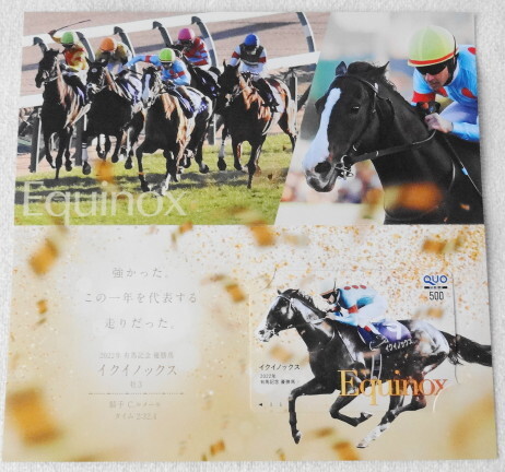 有馬記念キャンペーン 『 2022 有馬記念 イクイノックス QUOカード500 限定デザイン台紙付き 』【未使用品】拍卖