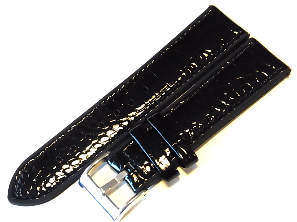 クロコダイル型押 ハイブリッド レザー&シリコン 黒 22mm K0215K22拍卖